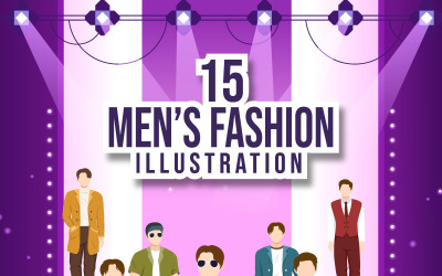 Ilustración de 15 trajes de moda para hombres de moda
