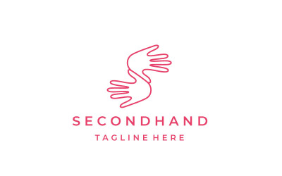 Lijn Art eerste letter S met twee handen Logo Design Vector