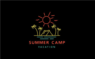 Vintage Hipster Line art letní Beach Camping Logo Design