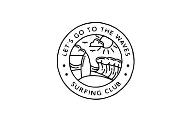 Vintage Surfing Badge Emblem Label Logo Design Template