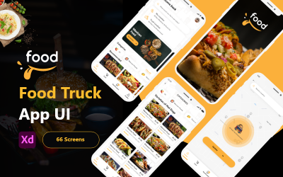 Aplikacja Food Truck — zestaw mobilnego interfejsu użytkownika Adobe XD