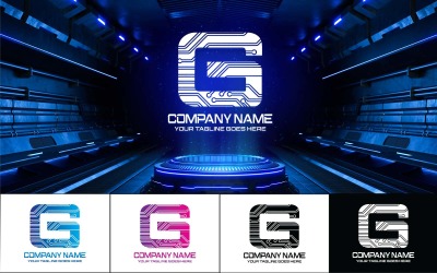 Diseño de logotipo de letra G de tecnología-Identidad de marca