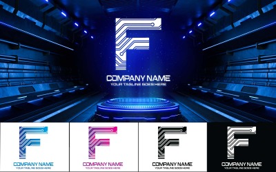 Ny teknik F Letter Logo Design-varumärkesidentitet