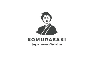 Belo vetor de design de logotipo de gueixa japonesa