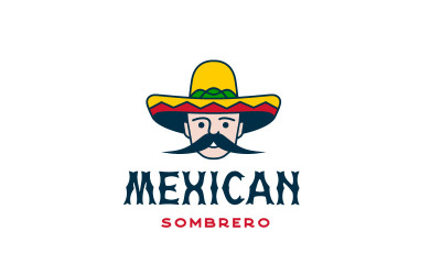 Hombre mexicano con sombrero Plantilla de diseño de logotipo de sombrero