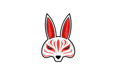 Ilustração de máscara de Kitsune, logotipo de máscara tradicional japonesa