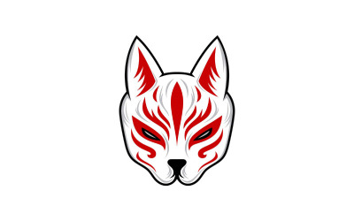 Japanese Kitsune Mask, Japanese Traditional Mask Vector Illustration