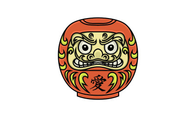 Japońska lalka Daruma Logo Design ilustracji wektorowych