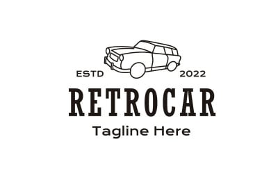 Line Art Retro Car, шаблон дизайна логотипа Vintage Retro Car