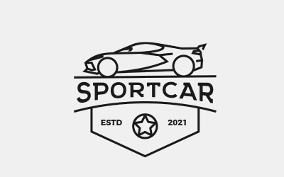 Line Art sportautó logótervező vektorsablon