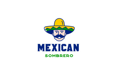 Мексиканский мужчина в шляпе сомбреро дизайн логотипа