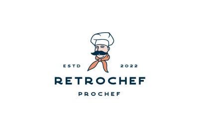 Modèle de vecteur de conception de logo de café de restaurant de chef rétro