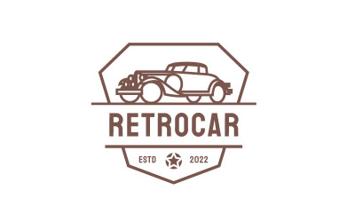 Modèle vectoriel de conception de logo de voiture classique d&amp;#39;emblème rétro vintage