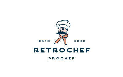 Retro kock restaurang café bar logotyp design vektor mall