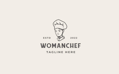 Retro kvinna kock restaurang logotyp design inspiration