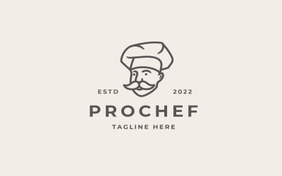 Retro Line Art Chef Restaurant Cafe Bar Logo Ontwerp Inspiratie