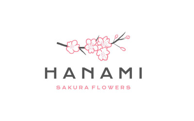 Sakura Logo Vektör Çizimi, Japon Çiçeği Kiraz Çiçeği Logo Tasarımı