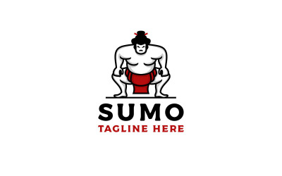 Sumo Wrestler Logo. Japanese Traditional Sport Logo Design Template