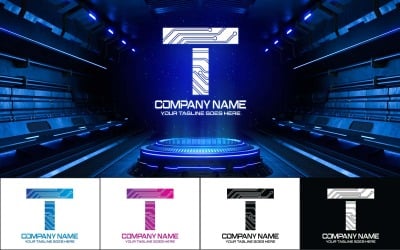 Technológia T Letter Logo Design-Brand Identity