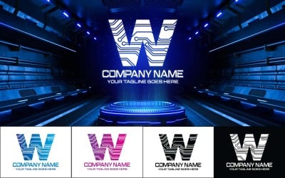Technológia W Letter Logo Design-Brand Identity