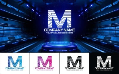 Technologie M Letter Logo Design-Markenidentität