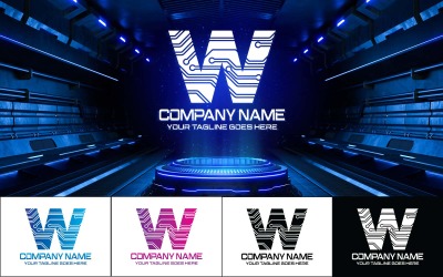 Technologie W Letter Logo Design-Markenidentität