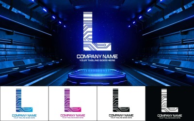 Teknoloji L Harfi Logo Tasarım-Marka Kimliği