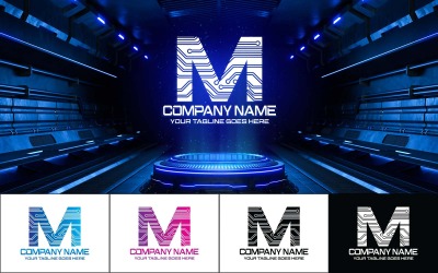 Teknoloji M Harfi Logo Tasarım-Marka Kimliği