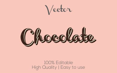 Chocolate | Estilo de texto de chocolate 3D | Efeito de texto de vetor editável de chocolate