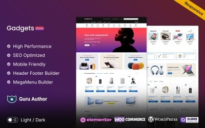 Gadget - Электроника, гаджеты и компьютеры Многоцелевая адаптивная тема Elementor для WooCommerce