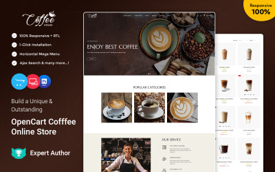Kaffe - Te, kaffe, drycker och drycker Store OpenCart-tema