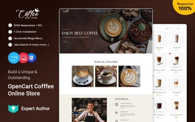 Kahve - Çay, Kahve, İçecek ve İçecek Mağazası OpenCart Teması