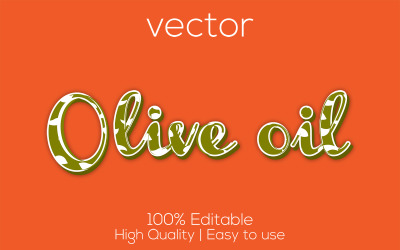 Оливкова олія | 3D стиль тексту оливкової олії | Оливкова олія для редагування векторного текстового ефекту