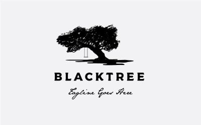 Árbol vintage con una ilustración vectorial de diseño de logotipo Swing
