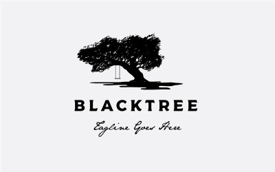 Árvore vintage com uma ilustração vetorial de design de logotipo de balanço