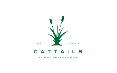 Cattail gräs logotyp design vektor mall