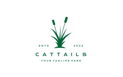 Cattail Grass Logo Design Vector Template