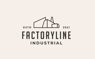 Création de logo de bâtiment d&amp;#39;usine d&amp;#39;art en ligne. Modèle de logo industriel moderne