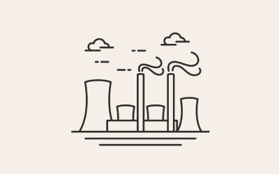 Création de logo de bâtiment d&amp;#39;usine d&amp;#39;art en ligne. Modèle de vecteur de conception de logo industriel moderne
