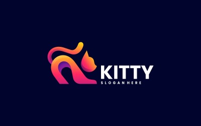 Création de logo dégradé de chat Kitty