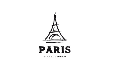 Dry Ink Brush Eiffel Tower Logo Design