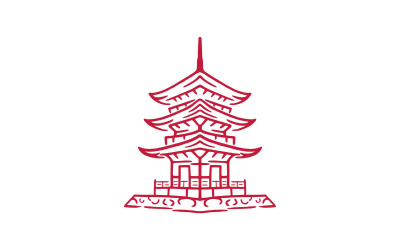 复古复古手绘寺庙标志设计矢量插图