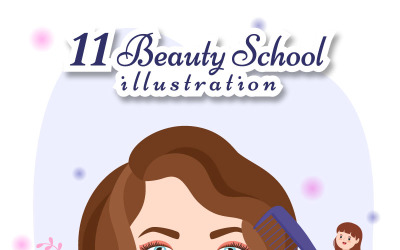 11 Ilustración de la escuela de belleza y maquillaje