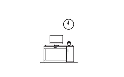 Lavoro Da Casa Logo, Icona Tavolo Scrivania. Posto di lavoro, casa o ufficio Logo Design Vector