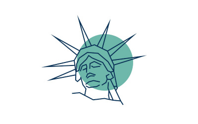Lijn Art Vrijheidsbeeld Logo Design. Vrijheidsbeeld vectorillustratie
