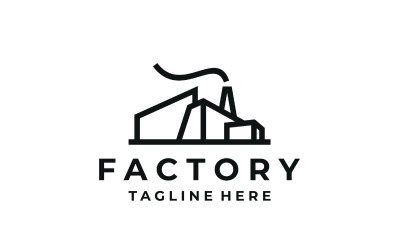 Line Art Fabrika Binası, Modern Endüstriyel Logo Tasarım Şablonu
