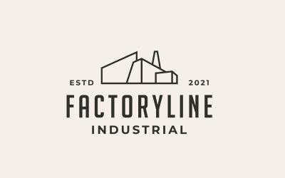 Line Art Factory Building Logo Design. Modern ipari logó sablon