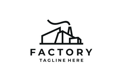 Line Art Factory Building, Modern Industrial Logo Design Template