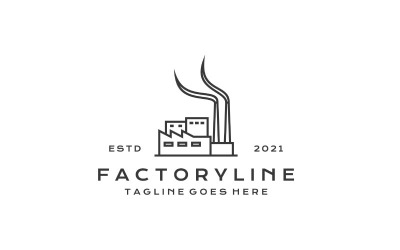 Line Art Factory Building Modern Industrial Logo Design Vector Template