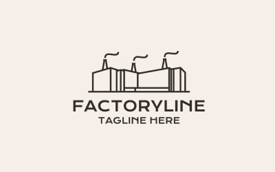Line Art Factory Building,  Modern Industrial Logo